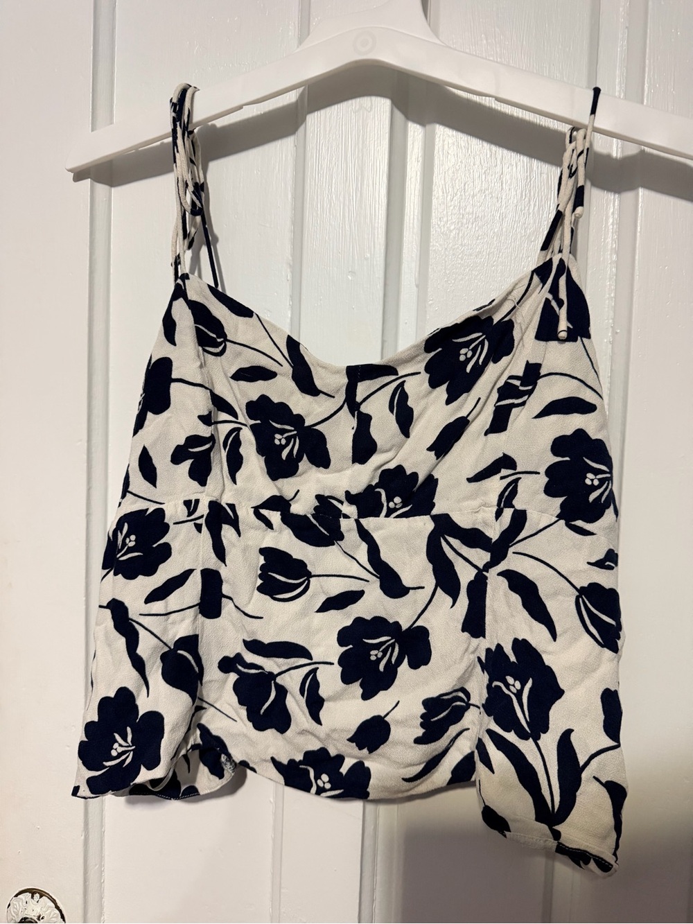 Old Navy Black & White Floral Spaghetti Strap Tank